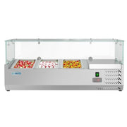 40 in. Three Pan Refrigerated Countertop Condiment Prep Station - SCDC - 3P - SSL - CulinaryProfis