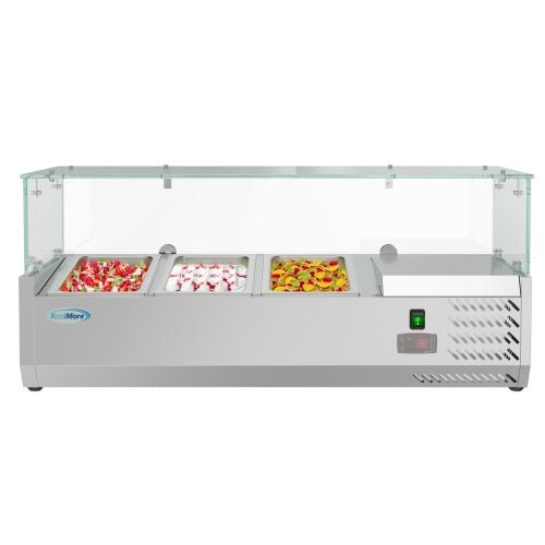 40 in. Three Pan Refrigerated Countertop Condiment Prep Station - SCDC - 3P - SSL - CulinaryProfis