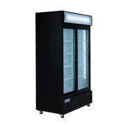 44" Black Sliding Commercial Glass Door Merchandiser Refrigerator - 35 cu ft - CulinaryProfis