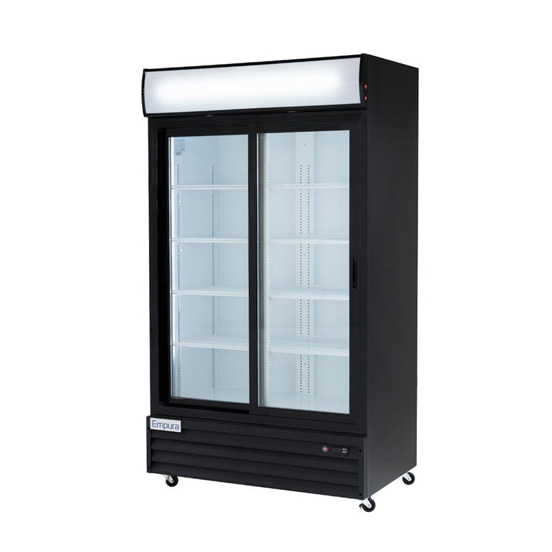 44" Black Sliding Commercial Glass Door Merchandiser Refrigerator - 35 cu ft - CulinaryProfis