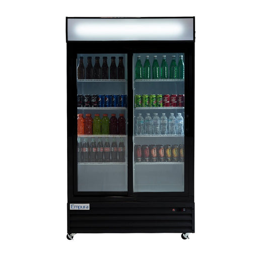 44" Black Sliding Commercial Glass Door Merchandiser Refrigerator - 35 cu ft - CulinaryProfis