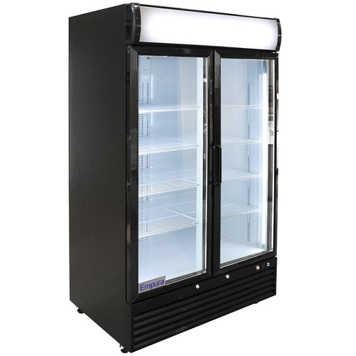 44" Black Swing Commercial Glass Door Merchandiser Refrigerator - 35 cu ft - CulinaryProfis