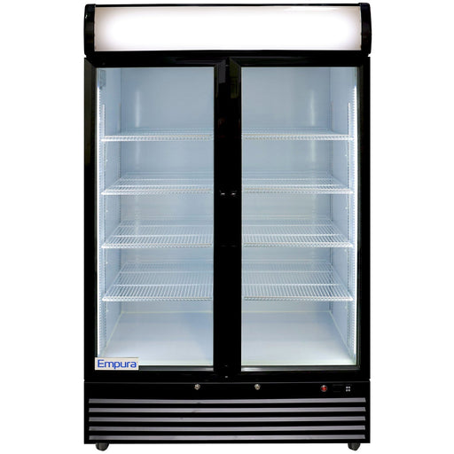 44" Black Swing Commercial Glass Door Merchandiser Refrigerator - 35 cu ft - CulinaryProfis