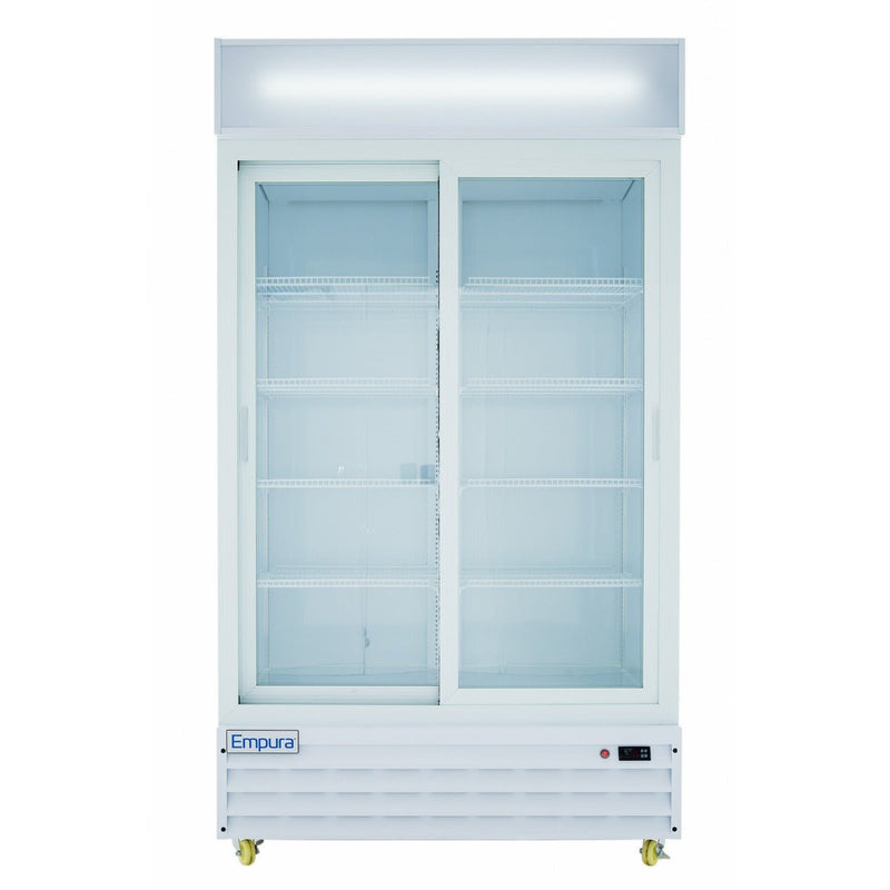 44" White Sliding Commercial Glass Door Merchandiser Refrigerator - 35 cu ft - CulinaryProfis