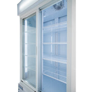 44" White Sliding Commercial Glass Door Merchandiser Refrigerator - 35 cu ft - CulinaryProfis