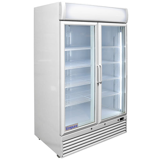 44" White Swing Commercial Glass Door Merchandiser Refrigerator - 35 cu ft - CulinaryProfis