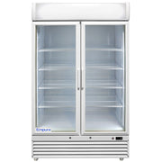 44" White Swing Commercial Glass Door Merchandiser Refrigerator - 35 cu ft - CulinaryProfis