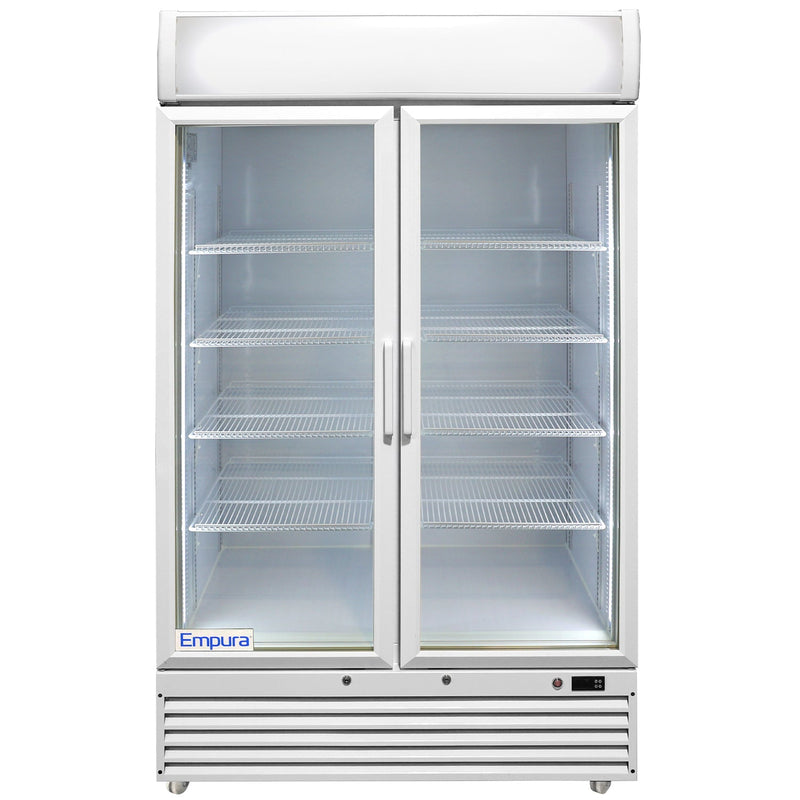 44" White Swing Commercial Glass Door Merchandiser Refrigerator - 35 cu ft - CulinaryProfis