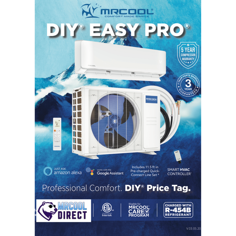 MRCOOL® Easy Pro® DIY® 9K BTU 115V DIY Mini Split Complete System w/ 11.5 ft Pre-Charged Line Set – 20.2 SEER2 Heat Pump, (115V)- EZPRO-09-HP-11511DE-O MRCOOL®