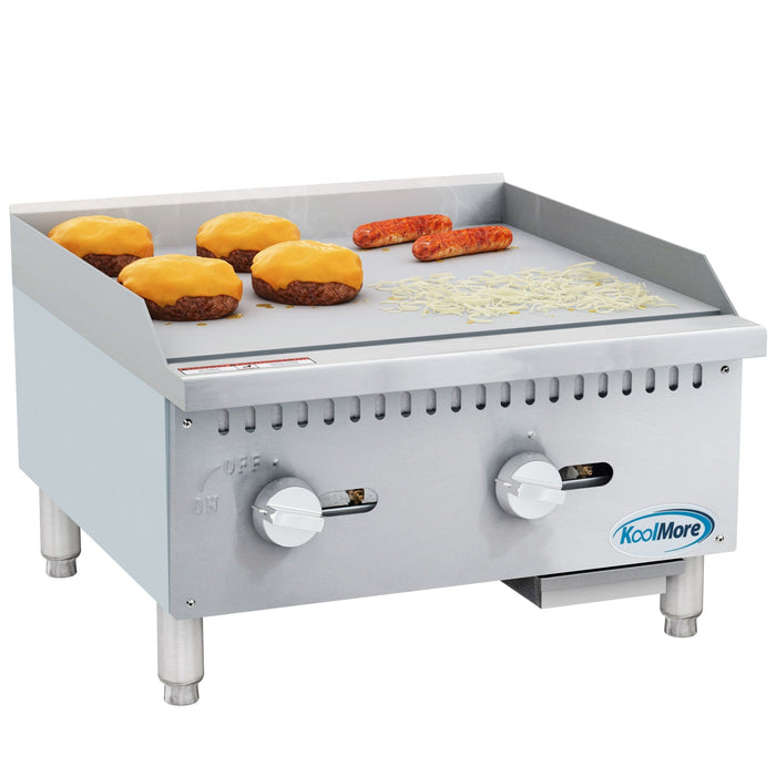 24 in. Natural Gas 2-Burner Griddle with 60,000 BTU in Stainless-Steel (KM-GG2-24M)