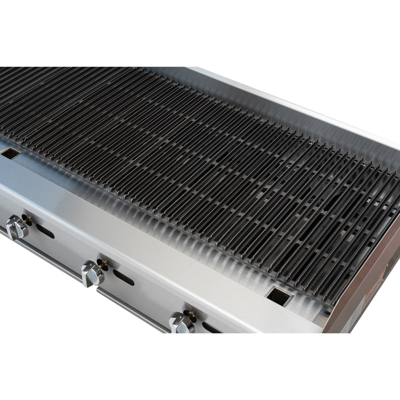 48 in. Commercial 4 - Burner Natural Gas Charbroiler with 120,000 BTU in Stainless - Steel KM - GCB4 - 48M) - CulinaryProfis