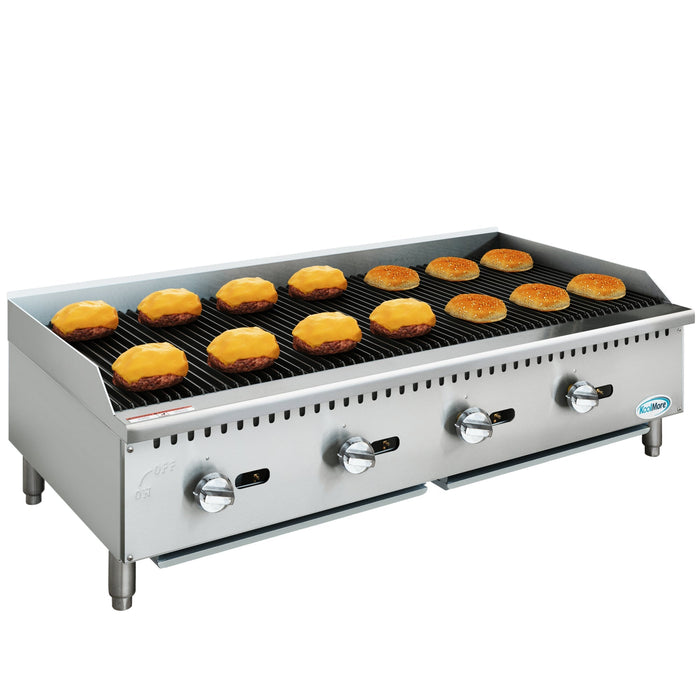 48 in. Commercial 4 - Burner Natural Gas Charbroiler with 120,000 BTU in Stainless - Steel KM - GCB4 - 48M) - CulinaryProfis