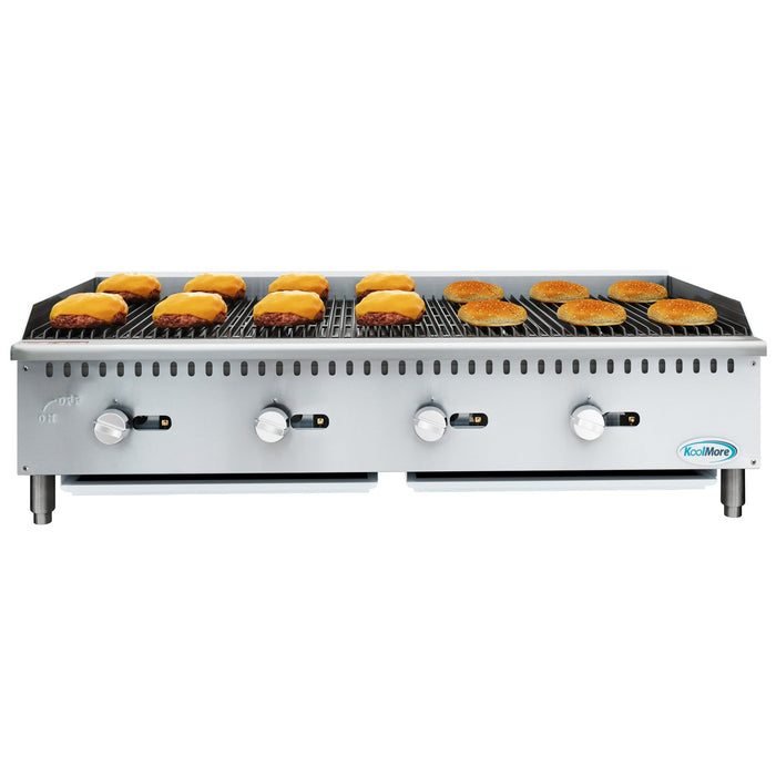 48 in. Commercial 4 - Burner Natural Gas Charbroiler with 120,000 BTU in Stainless - Steel KM - GCB4 - 48M) - CulinaryProfis