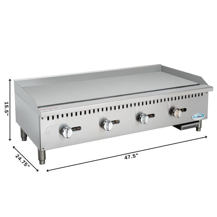 48 in. Natural Gas 4 - Burner Griddle with 120,000 BTUs in Stainless - Steel (KM - GG4 - 48M) - CulinaryProfis