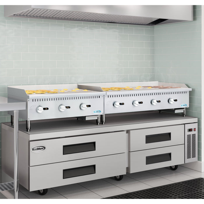 48 in. Natural Gas 4 - Burner Griddle with 120,000 BTUs in Stainless - Steel (KM - GG4 - 48M) - CulinaryProfis