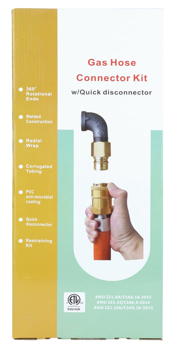 48" Mobile Gas Connector Hose Kit with Quick Disconnector - CulinaryProfis