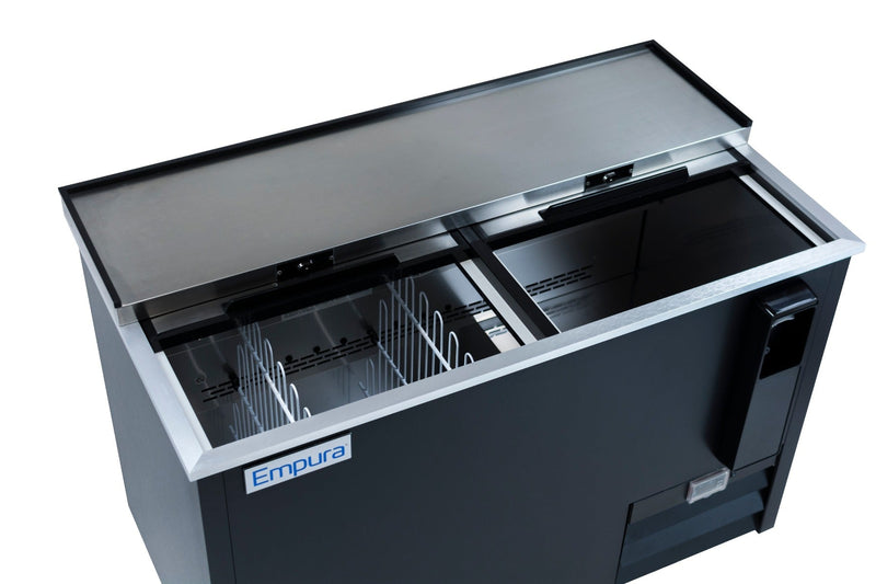 49" Powder Coated Black Stainless Steel Commercial Horizontal Bottle Cooler - CulinaryProfis