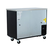 49" x 24" Sliding Glass Door Powder Coated Black Stainless Steel Commercial Back Bar Refrigerator - CulinaryProfis