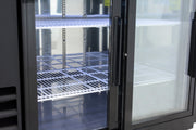 49" x 24" Sliding Glass Door Powder Coated Black Stainless Steel Commercial Back Bar Refrigerator - CulinaryProfis
