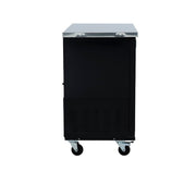 49" x 24" Sliding Glass Door Powder Coated Black Stainless Steel Commercial Back Bar Refrigerator - CulinaryProfis