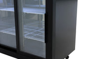 49" x 24" Sliding Glass Door Powder Coated Black Stainless Steel Commercial Back Bar Refrigerator - CulinaryProfis