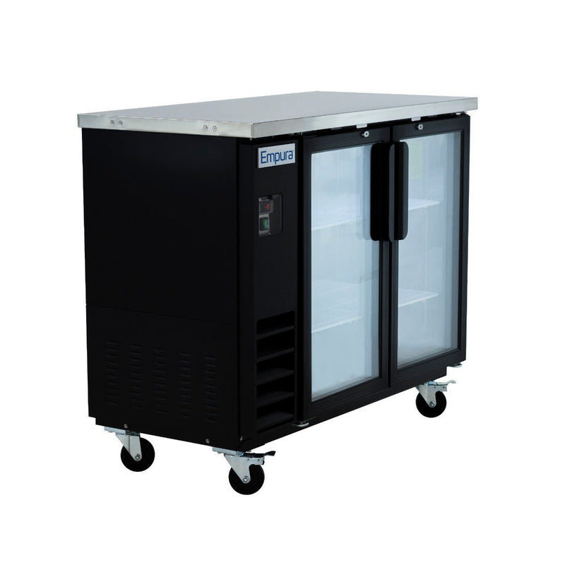 49" x 24" Swing Glass Door Powder Coated Black Stainless Steel Commercial Back Bar Refrigerator - CulinaryProfis