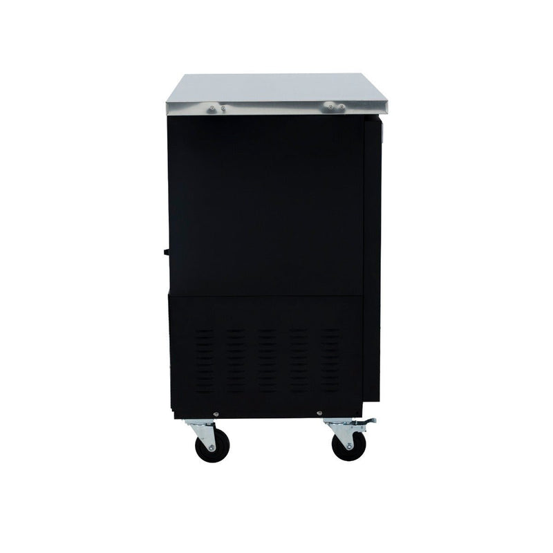 49" x 24" Swing Glass Door Powder Coated Black Stainless Steel Commercial Back Bar Refrigerator - CulinaryProfis