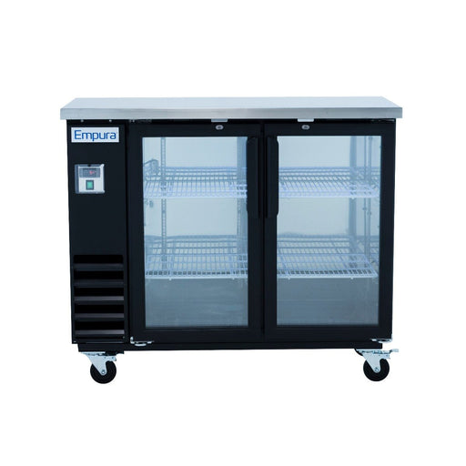 49" x 24" Swing Glass Door Powder Coated Black Stainless Steel Commercial Back Bar Refrigerator - CulinaryProfis