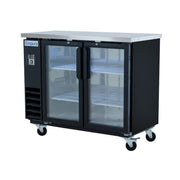 49" x 24" Swing Glass Door Powder Coated Black Stainless Steel Commercial Back Bar Refrigerator - CulinaryProfis