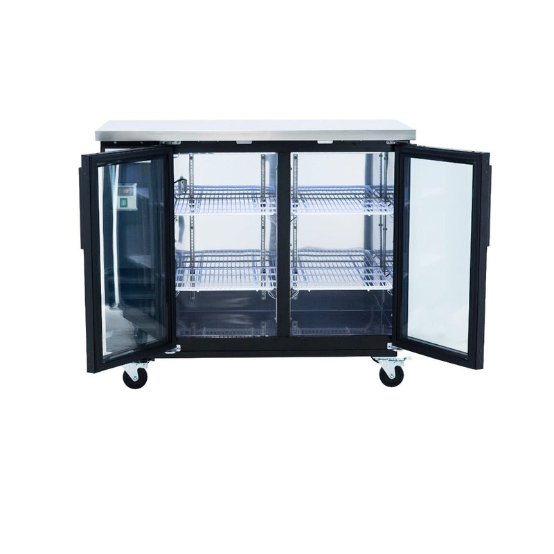 49" x 24" Swing Glass Door Powder Coated Black Stainless Steel Commercial Back Bar Refrigerator - CulinaryProfis
