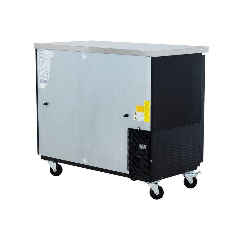 49" x 24" Swing Glass Door Powder Coated Black Stainless Steel Commercial Back Bar Refrigerator - CulinaryProfis