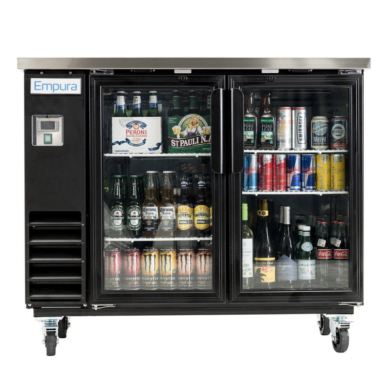49" x 24" Swing Glass Door Powder Coated Black Stainless Steel Commercial Back Bar Refrigerator - CulinaryProfis