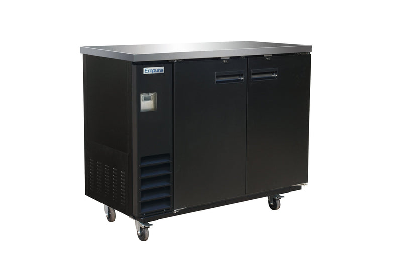 49" x 24" Swing Solid Door Powder Coated Black Stainless Steel Commercial Back Bar Refrigerator - CulinaryProfis