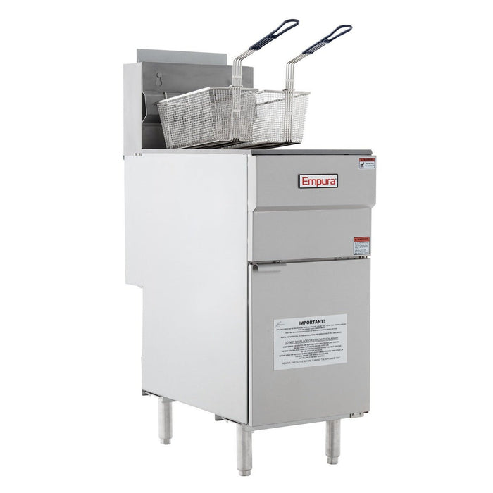 50 lb. Natural Gas Commercial Stainless Steel Floor Fryer - 120,000 BTU - CulinaryProfis
