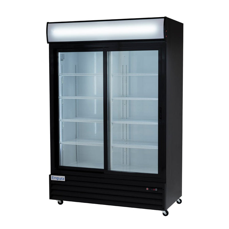 52" Black Sliding Commercial Glass Door Merchandiser Refrigerator - 42 cu ft - CulinaryProfis