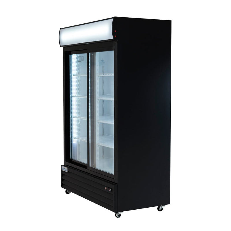 52" Black Sliding Commercial Glass Door Merchandiser Refrigerator - 42 cu ft - CulinaryProfis