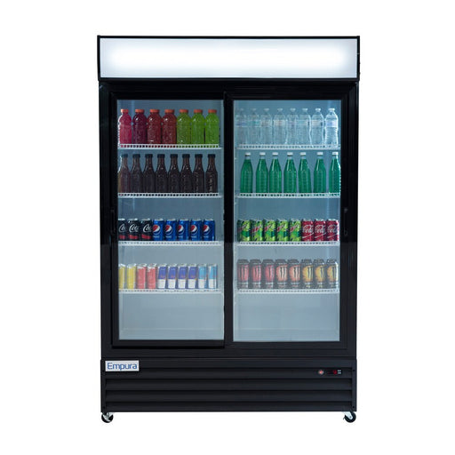 52" Black Sliding Commercial Glass Door Merchandiser Refrigerator - 42 cu ft - CulinaryProfis