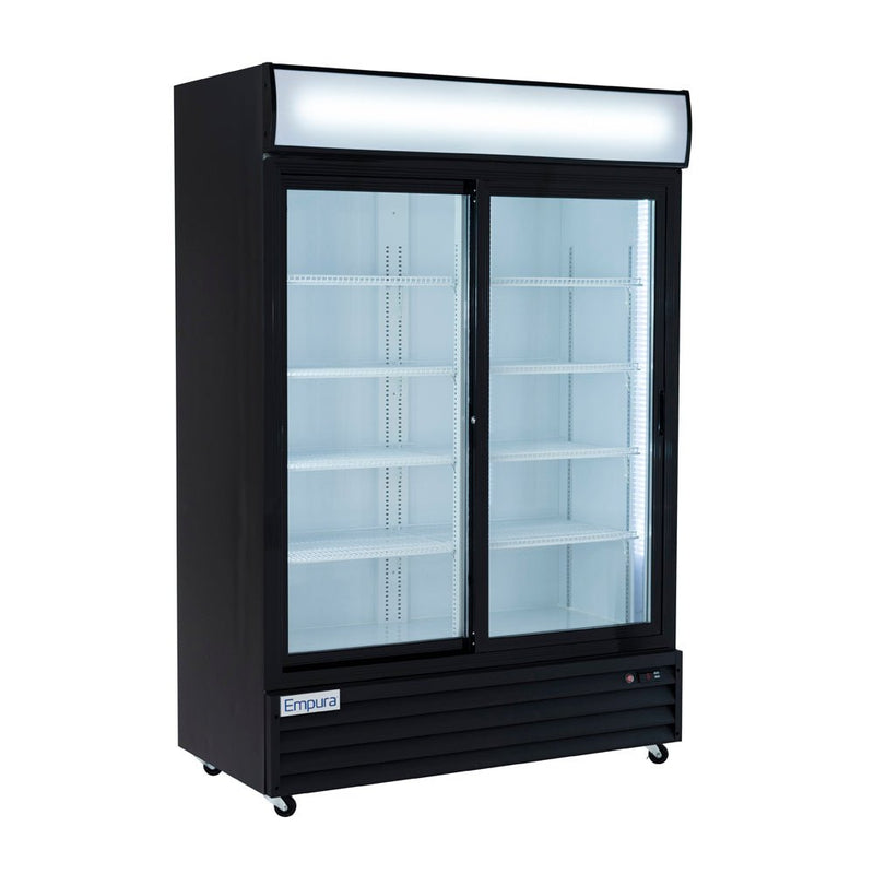 52" Black Sliding Commercial Glass Door Merchandiser Refrigerator - 42 cu ft - CulinaryProfis