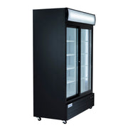 52" Black Sliding Commercial Glass Door Merchandiser Refrigerator - 42 cu ft - CulinaryProfis