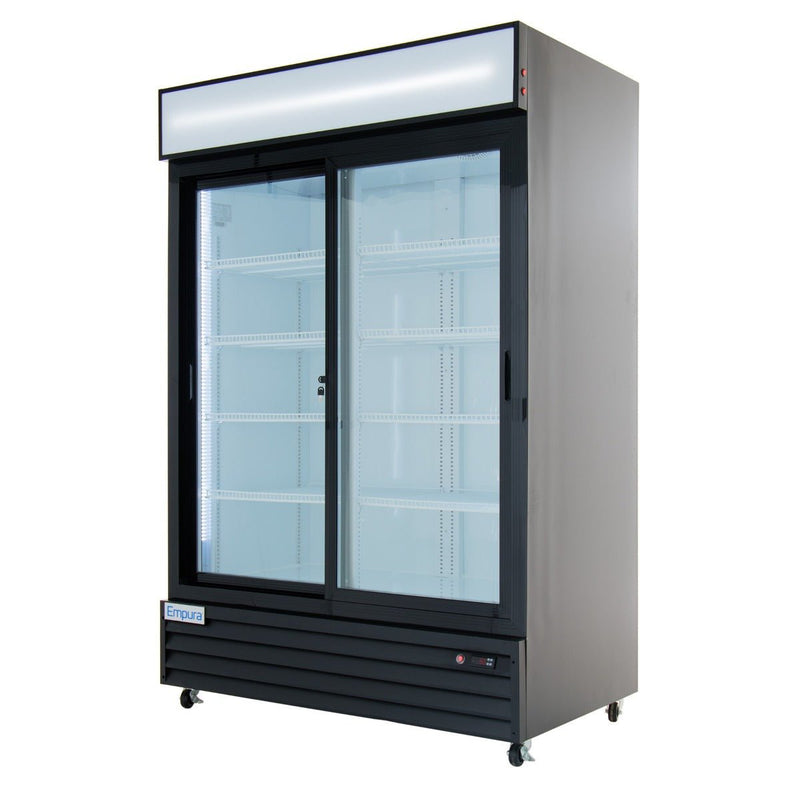 52" Black Sliding Commercial Glass Door Merchandiser Refrigerator - 48 cu ft - CulinaryProfis