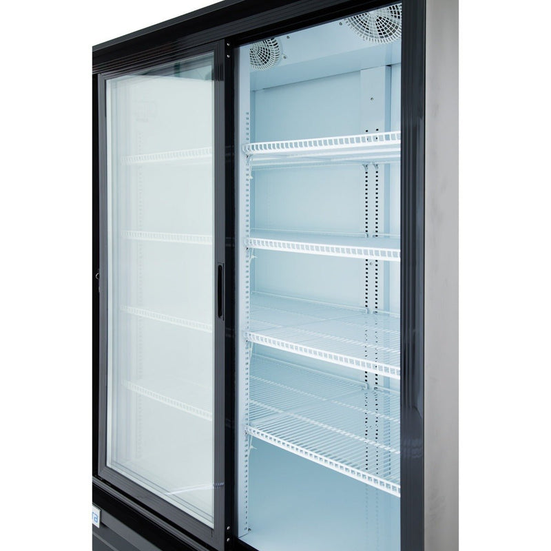 52" Black Sliding Commercial Glass Door Merchandiser Refrigerator - 48 cu ft - CulinaryProfis