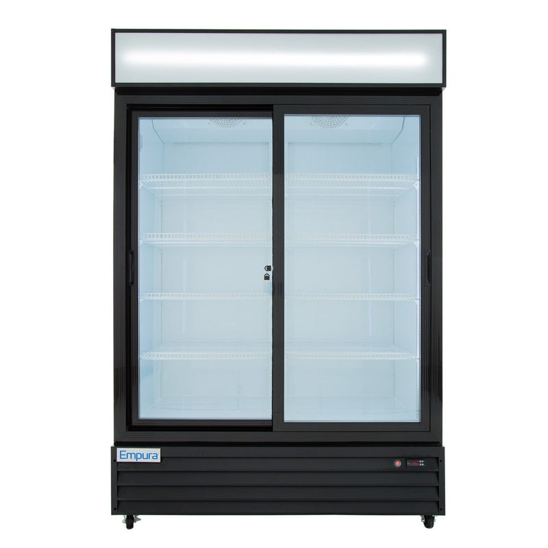 52" Black Sliding Commercial Glass Door Merchandiser Refrigerator - 48 cu ft - CulinaryProfis