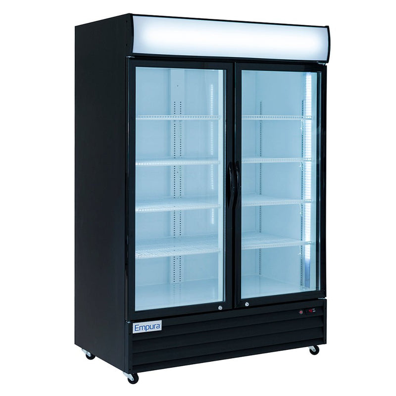 52" Black Swing Commercial Glass Door Merchandiser Refrigerator - 48 cu ft - CulinaryProfis