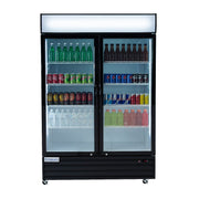 52" Black Swing Commercial Glass Door Merchandiser Refrigerator - 48 cu ft - CulinaryProfis