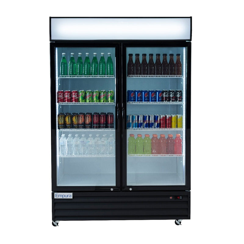52" Black Swing Commercial Glass Door Merchandiser Refrigerator - 48 cu ft - CulinaryProfis