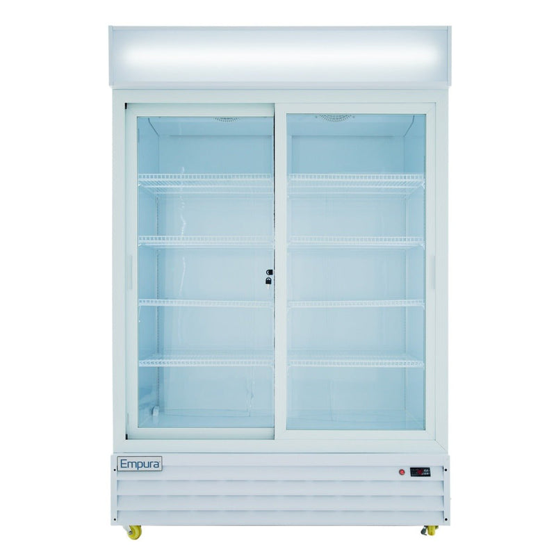 52" White Sliding Commercial Glass Door Merchandiser Refrigerator - 42 cu ft - CulinaryProfis