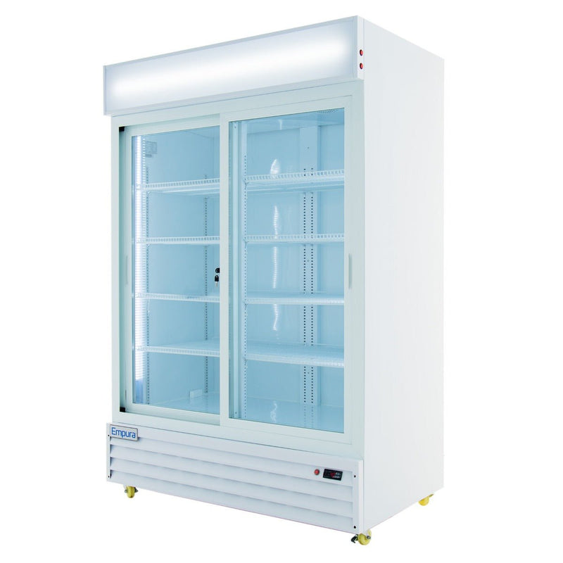 52" White Sliding Commercial Glass Door Merchandiser Refrigerator - 42 cu ft - CulinaryProfis