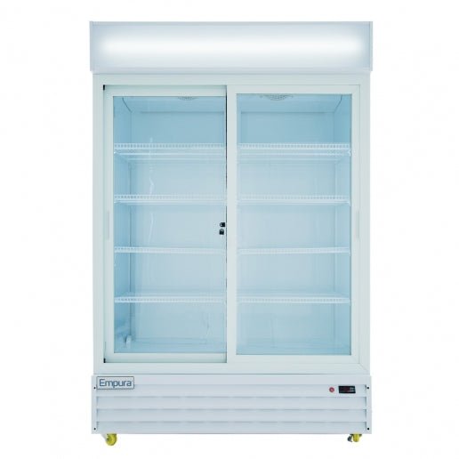 52" White Sliding Commercial Glass Door Merchandiser Refrigerator - 48 cu ft - CulinaryProfis
