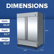 54" Commercial 2 Door Reach - In Refrigerator - CulinaryProfis