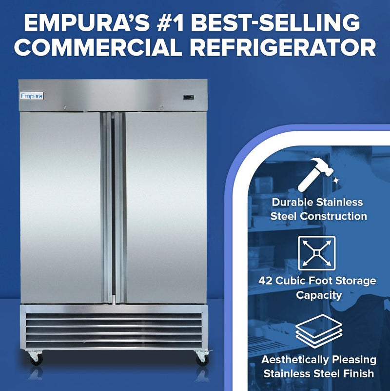 54" Commercial 2 Door Reach - In Refrigerator - CulinaryProfis